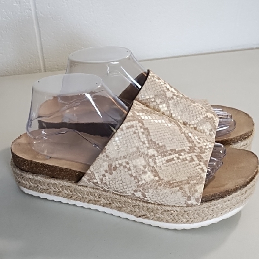 Dolce Vita Tan Espadrille Slide Platform Shoes
